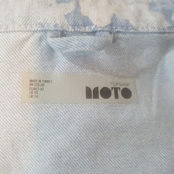 TOPSHOP Moto Jean Jacket - Size 10 - Picture 6 of 7
